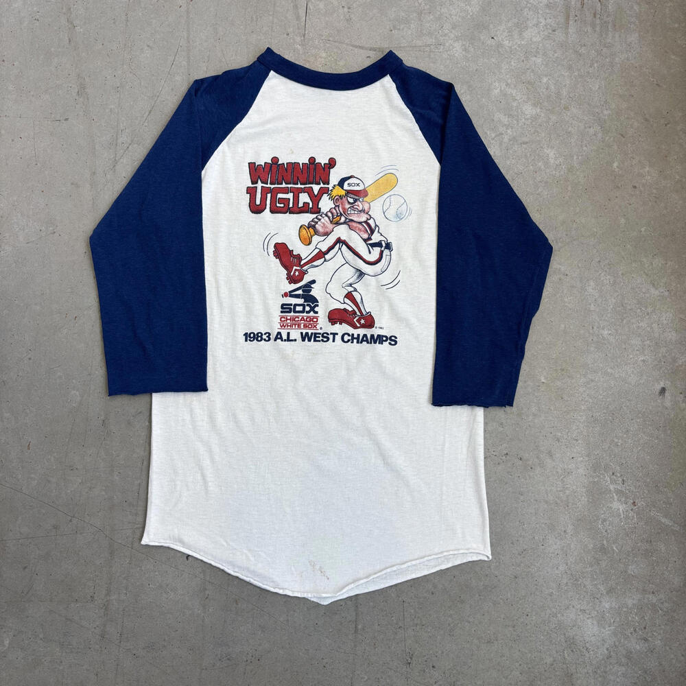 Vintage 1983 MLB Chicago White Sox A.L. West Champs Ringer T-Shirt Medium White